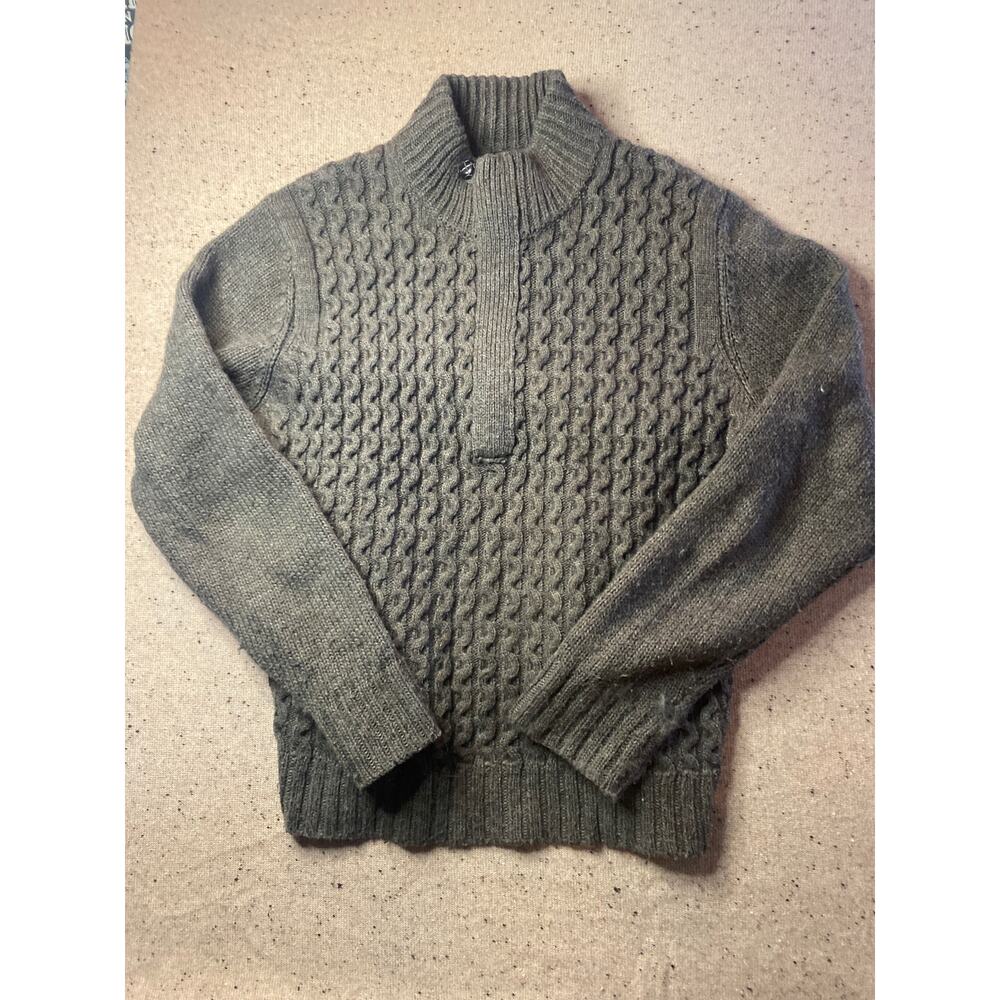 Parc 81 Wool Blend Sweater Men's Large Cable Knit Zip Henley Fisherman Heritage